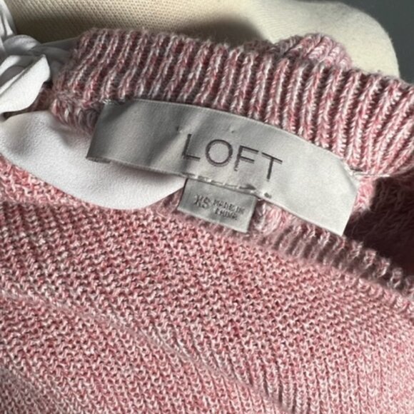 Loft Womens Light Pink Long Sleeve Lightweight Sweater 100% Cotton Size XS - Picture 6 of 7